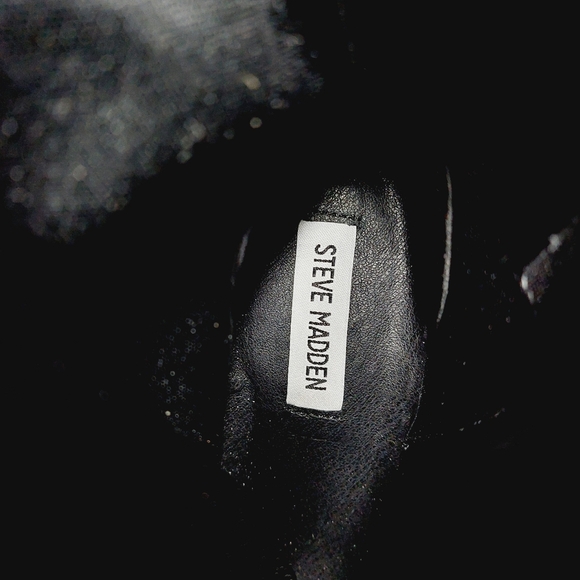 NEW Steve Madden Black Silver Cobra Rhinestones Ankle Platform Boots T725 - Picture 9 of 11